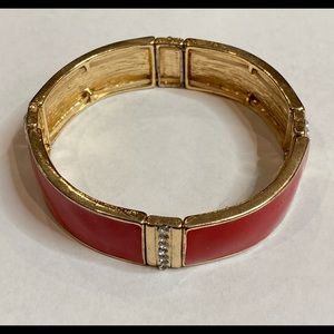 Red Gold Rhinestone Stretch Bracelet